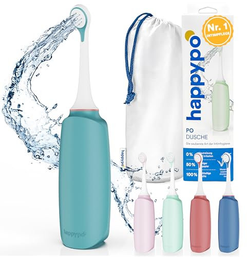 HappyPo – Po Dusche mit Aufbewahrungstasche – Optimiertes Design – Portable Bidet - sanft zur Haut – für Damen, Herren und Kinder – für Po und Intimbereich – sanft und sauber – Petrol