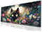 Black Cat Gaming Mouse Pad Colorful Flower Large Desk Mat, 31.5x11.8 Inch Mousepad Extended Non-Slip Rubber Base Keyboard Mat with Stitched Edges for Desk Home Office