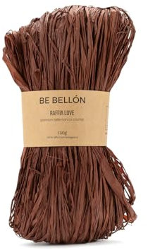 BE BELLÓN Hebras de Rafia Natural para Tejer Crochet - Especial Ganchillo y Manualidades - Bolsos y Sombreros con Madejas de Colores, 150g Brown