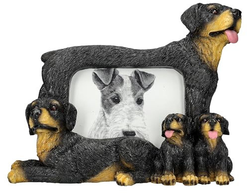 Figuren Shop GmbH Charming Dog Photo Frame 15 x 20 cm for 10 x 8 cm Photos Hand Painted Dog Motif