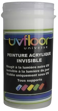 UV FLOOR - Vernice UV invisibile blu fluo, speciale luce nera e ultra viola, 365 nm, fluida e ultra pigmentata, 100 ml