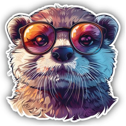 Samunshi® Cooler Otter mit Sonnenbrille Aufkleber Car Decal Sticker für Mofa Fahrrad Roller oder Auto Sticker Fahrrad Mtb Mountainbike Rennrad Comic Cartoon Retro Drip Sticker 15x15cm