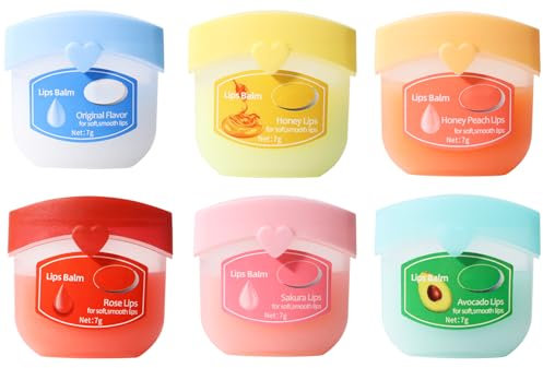 EOGRFW 6 Stück Hydrating Lip Balm Set,Feuchtigkeitsspendende Lippenmaske Set,Pflegender Lippenbalsam,Lip Sleeping Mask,Lippenbalsam Lippenpflege für Verblassende Lippenlinien