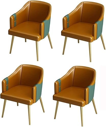 RAPGACBQ Esszimmerstühle-Set für die Küche, Esszimmerstühle, 4er-Set, Esszimmerstühle aus Kunstleder, Akzentstühle, wasserdichter Ledersessel mit Metallbeinen für Büro, Lounge, Esszimmer, S