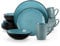 vancasso Dinnerware Sets, 16 Piece Reactive Glaze Plates and Bowls Set, Mediterranean Style Stoneware Dinner Set, Dishwasher & Microwave Safe Dinner Sets for 4 People, Green