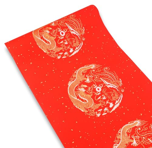 Rouleau de Papier pour la Fête du Printemps, Papier Xuan Rouge Papier à Distique Chinois Calligraphie Chinoise Papier Rouge Papier de Riz Rouge pour la Décoration du Nouvel An Chinois