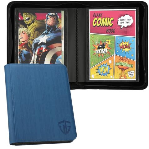 TCGUARD Comic Book Binder for 24 Comic Books, Comic Book Storage Album with Sleeves for Current, Silver Age and Normal Comics in Bags and Boxes for Comics Collectors, Blue