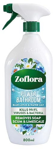 Zoflora Blue Lotus & water Lily Bathroom Cleaner, 1 x 800ml, Removes up to 100% of Limescale and Soap Scum, Leaves surfaces streak-free and sparkling