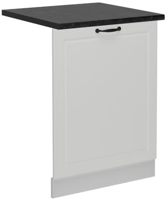 Vicco Geschirrspülblende R-Line, Geschirrspüler Fronttür, Weiß Landhaus, 60 cm, AP Anthrazit