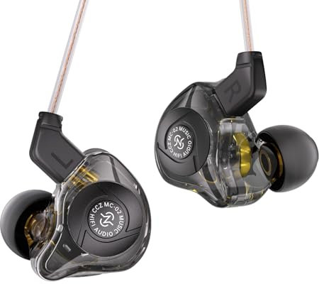 CCZ MC02 In Ear Monitors, In Ear Headphones Wired 10mm Dual Magnetic DD, Gaming Earbuds Noise Cancelling, IEM Earphones Deep Bass, Gaming Earphone, Wired Earbuds for PC