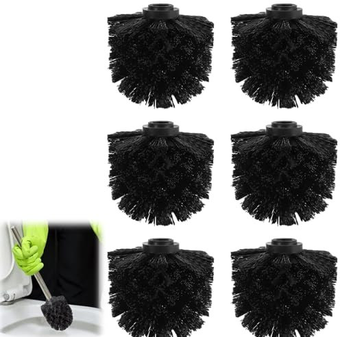 WC Bürstenkopf für Klobürsten, Klobürste Ersatzbürstenkopf, Toilettenbürste, Bürstenkopf Ø 8 cm aus Kunststoff, für Austauschklobürstenköpfe - 6 Stück Schwarz