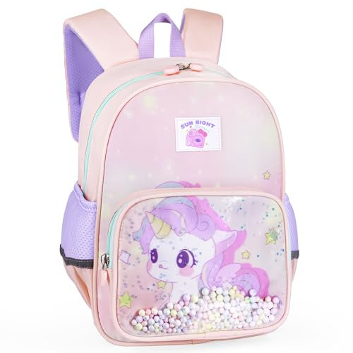 Tokeya Kinderrucksack Mädchen Wasserdicht Rucksack Kinder mit Brustgurt, Niedlich Karikatur Einhorn Kindergartenrucksack Leicht Klein Vorschule Kita Rucksack für Baby Kleinkind 2-6 Jahr, Rosa