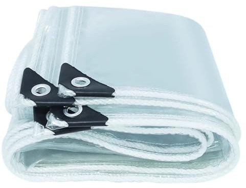 Bâche transparente imperméable robuste de 3 x 4 m avec œillets - Bâche épaisse en PVC pour une utilisation en extérieur, terrasse, porche, serre, camping, auvent et protection des plantes