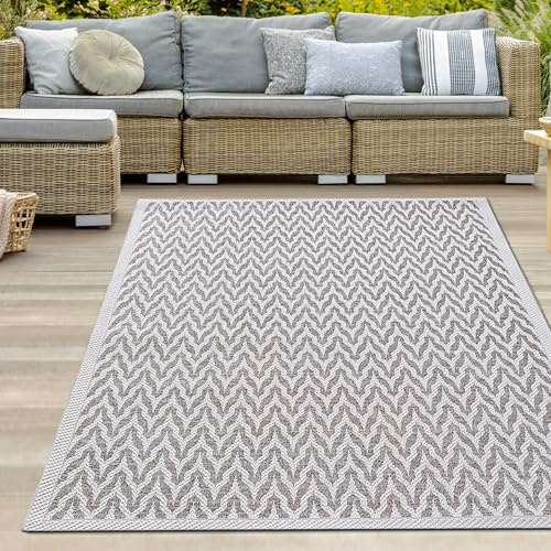 Teppich-Traum Teppich In- & Outdoor strapazierfähig pflegeleicht wetterfest ideal für Terrasse Balkon Wohnzimmer Beige Creme 240 x 340 cm