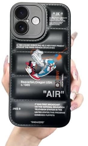 Cairiocoin Ins Off Sports Shoes Brand Puffer Phone Case Compatible with iPhone 17 Case 6.3 inch, Funny Sneakers White Label Graphics Aesthetic Soft Silicone Shockproof Full Body Drop Protection Cover