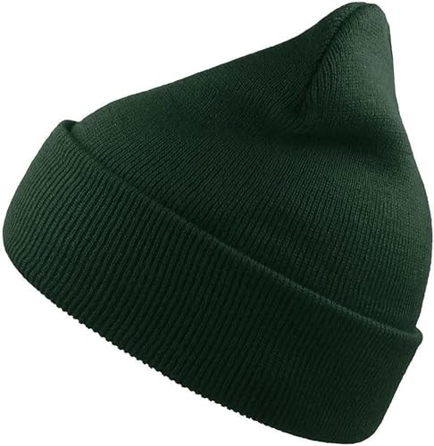 LE11® Cuffed Beanie Hat | Unisex Winter Hat | Warm Knitted Beanie | Soft Thermal Skull Cap | Recycled Polyester Beanie | Stretch Fit Outdoor Hat for Men Women One Size (Bottle Green)