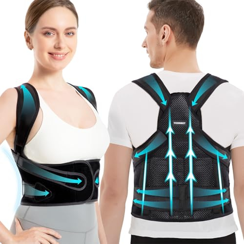Vicorrect Posture Corrector for Women and Men: Back Brace Support - Shoulders Straightener Relieve Upper Back Pain (Black Medium)