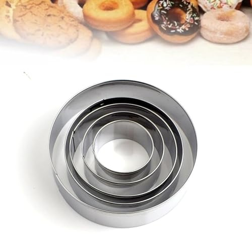 Cyberwork 5 Piezas Galletas de Acero Inoxidable, Molde Galletas, Cortadores de Galletas, Cortar Galletas en Forma, 10cm, 7.8cm, 7cm, 5.5cm, 4cm (Círculo)
