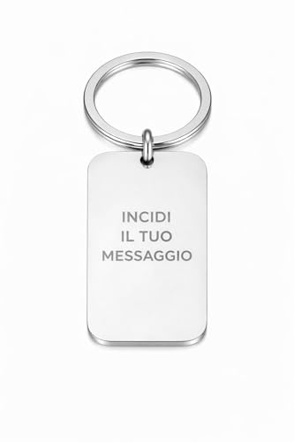 Generico Portachiavi Personalizzato in Acciaio Inciso al Laser | Incidi Nome, Data o Frase | Idea Regalo Uomo Donna | Portachiavi con Testo Personalizzato