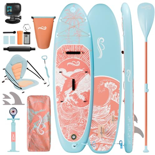 JUMMICO Paddle Gonflable Adulte 320 x 80 x 15 cm - Charge Max 200 kg - pour Tous Les Niveaux - Design Unique et Ultra Stable - Gonflage Rapide - avec Pagaie, Ailerons, Pompe, etc.