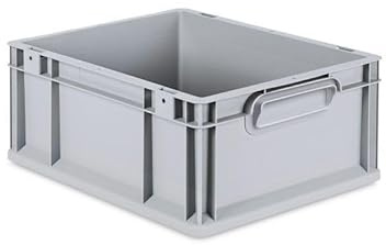 FIXKRAFT Eurobox 11L Aufbewahrungsbox mit Deckel Stapelbar 40x30x12 cm Stapelbox Grau Kunststoff Box Aufbewahrung Plastikbox Lagerbox Kunststoffbox Plastik (Verschluss Rot, Scharniere, ohne Griff)