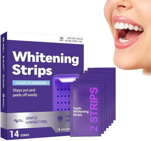Purple Teeth Whitening Strips,Gentle Surface Stain Reduction & Natural Shine, Teeth Brightening Kit,Daily Portable Brightening Purple Strips for Teeth, Instantly Brighten Your Smile (1 Box)