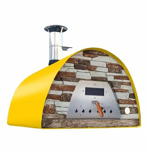 Veloce Pro 100 Holzbackofen Gelb Schieferfront Schwarz | Schieferfront Schwarz, 90 × 90 cm Backfläche, bis 5 Pizzen, 350 °C in ca. 20 Min., PRO-Konstruktion
