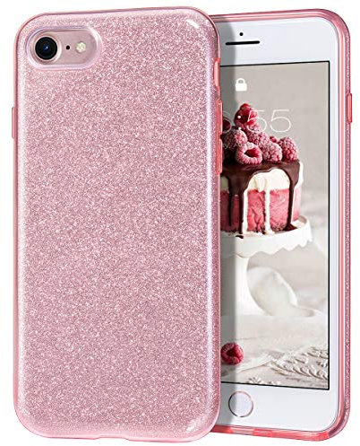 MATEPROX Custodia Compatibile con iPhone 7/ iPhone 8 Cover/iPhone SE 2020/iPhone SE 2022 Cover Scintillante Splendente Luccicante Colorato Covers per iPhone 7/8/SE 2020/SE 2022-Rosa