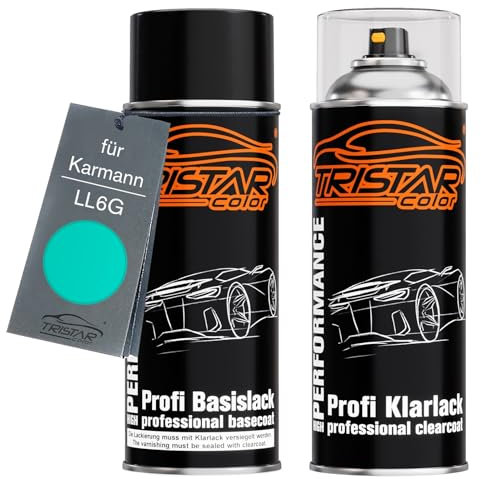 TRISTARcolor Autolack Spraydosen Set für Karmann LL6G Türkis/Turkis Basislack Klarlack Sprühdose 400ml