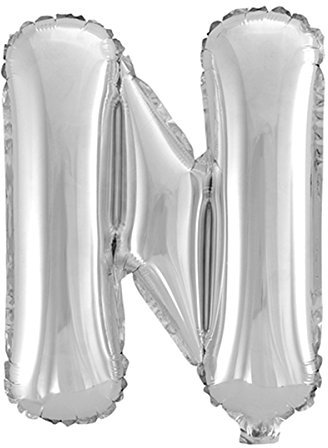 schenken-24 Folienballon Buchstaben (A - Z) in Silber, Höhe ca. 32 cm (N)