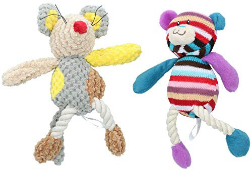 AB Tools Mister Tilly Teddy & Molly Mouse Dog Toy With Squeak 23cm & 20cm