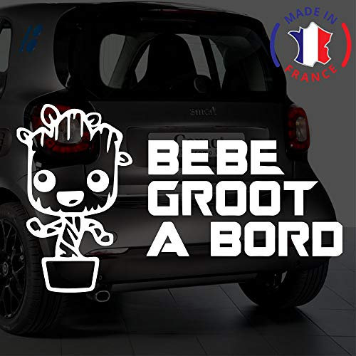 Sticker bébé à bord pour voiture Bébé Groot à Bord 20 cm Blanc - Anakiss