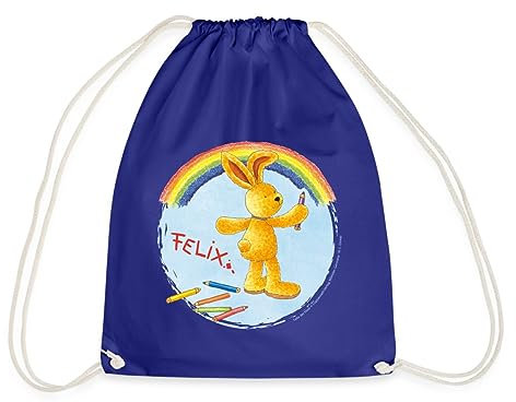 Spreadshirt Felix der Hase malt Regenbogen Turnbeutel, One size, Königsblau