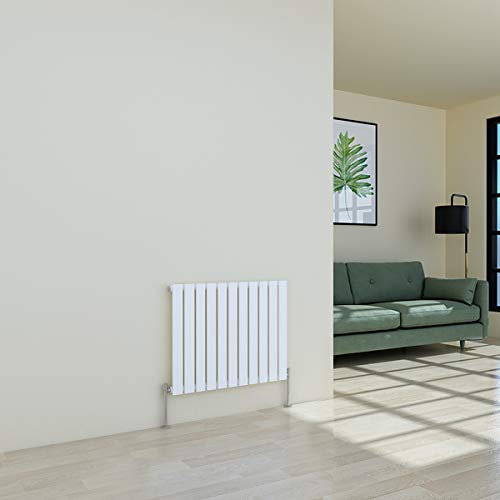 Warmehaus Horizontal Designer Radiator Flat Panel Modern Heating Single White Radiator 600 x 750mm