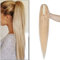 14(35cm) SEGO Coleta Postiza con Pinza Pelo Natural Corta [#24 Rubio Natural] 100% Remy Extensiones de Clip Cabello Humano Lisa Claw Ponytail Hair (105g)