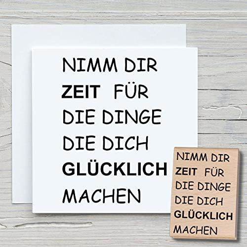 NEWSTAMPS Stempel Nimm dir Zeit Motivstempel groß aus Holz & Gummi zum Karten basteln, Holzstempel, Sprüche, Spruchstempel, Textstempel, Schrift, Scrapbook, Textilstempel, Deko