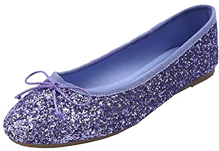Feversole Ballerina in Vernice Colorata con Cuscino in Memory Foam per amaretti da Donna Glitter Lavanda 39 EU