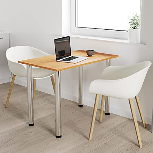 AKKE mikon 110x65 | Esszimmertisch - Esstisch - Tisch mit Chrombeinen - Küchentisch - Bürotisch | Erle