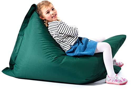 MaxiBean Large Bean Bag Chair for Kids and Children - Gaming BeanBag Cushion with Filling Beans Included, Perfect for Living Room, Bedroom, Garden Room, and Outdoor Use Weather Resistant - Green