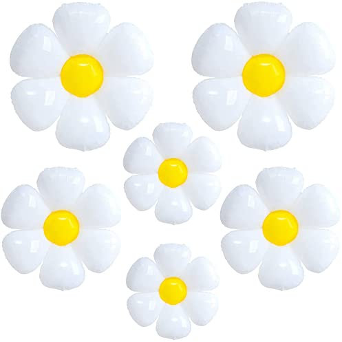 KUKIFUN Gänseblümchen-Luftballons, 6-teiliges Set für Gänseblümchen-Party-Dekorationen, weiße Riesenblumen-Luftballons für Gänseblümchen, Geburtstag, Hochzeit, Babyparty, Kindergeburtstag