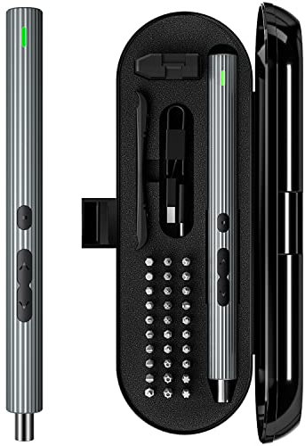 Kingsdun Mini Electric Screwdriver, 36 in 1 Cordless Precision Power Screwdriver Set with 24 Bits, Rechargeable Repair Tool Kit with LED Lights Magnetic Mat for Phones PC Laptops