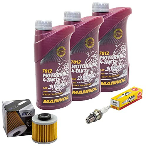 Wartungspaket Öl 3L + Ölfilter + Zündkerze für Yamaha XT 500 XT500 1U6 Baujahr 1976-1989