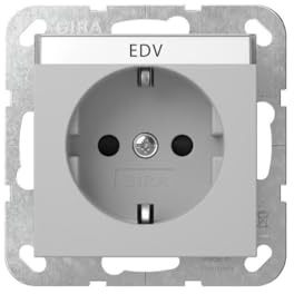 GIRA 4462015 SCHUKO-Steckdose, 16A 250V~ Beschriftungsfeld, Shutter, System 55, grau matt