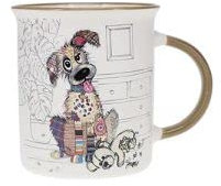KIUB Mug avec des animaux de la ferme , des bois et des montagnes - motif chien gentil - matière porcelaine fine - contenance 320ML