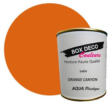 BOX DECO COLORES Pintura mueble plástico a base de laca acrílica aspecto satén Aqua Plástico - 750 ml, naranja cañón