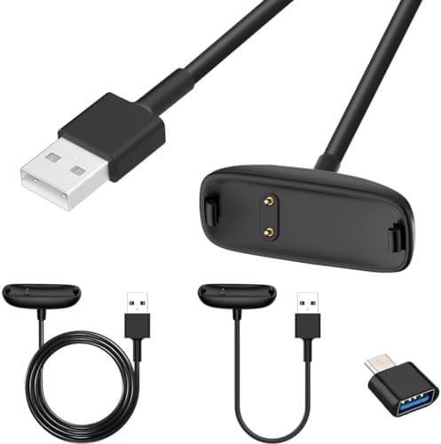 Xiatiaosann Charger for Fitbit Inspire 3 Replacement Charging Cable, USB to Dock Cord for Fitness Tracker Smart Watch, Watch Power Supply Wire Accessories, with USB Type C Adapter, 3.3ft/1.0ft, 2 Pcs