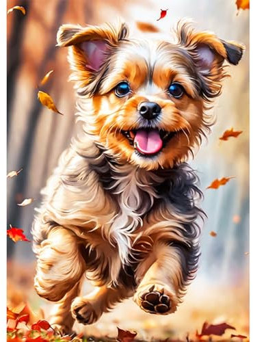 AIRDEA Glücklicher lächelnder Hund Diamond Painting Kits für Erwachsene, DIY 5D Diamond Art Paint mit runden Diamond, Full Drill Gem Art Painting Kit für Home Wall Decor Geschenke 30x40cm