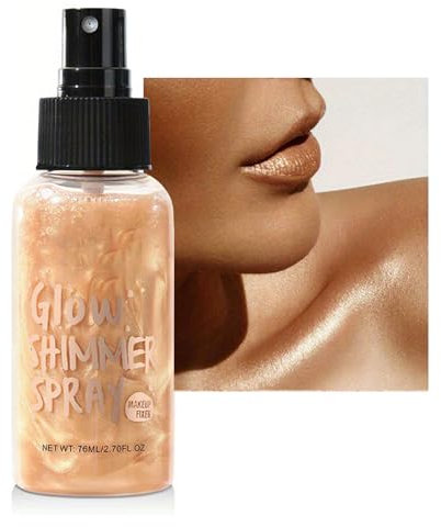 Glitzerspray, Wasserfest Schimmernder Glanz Glitzer Spray Für Gesicht Haare Und Körper, Ultrafeines Nebel Gleichmäßige Abdeckung Schnellen Glow Body Glitter Festival Accessoires (03 Golden, 1)