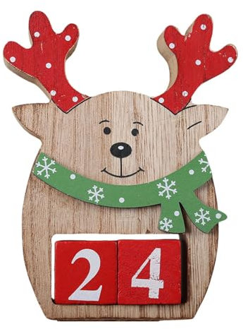 Countdown-Schild, Weihnachts-Adventskalender-Holzschild | -Elch-Schild-Adventskalender - Advents-Countdown-Kalender 2024, rustikales Tischschild für Zuhause