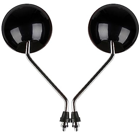Lenkerendenspiegel Motorrad-Rückspiegel Moped-Motorrad-Seitenspiegel Rund Im Uhrzeigersinn 6 Mm 8 Mm Konvexer Spiegel Motorrad Spiegel(Black-6mm)